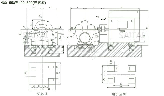 SOW中开泵（400-550 ~ 400-600）安装尺寸